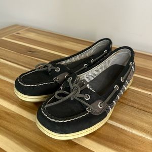 EUC SPERRY TOP SIDER MESH SLIDE SHOES IN NAVY BLUE